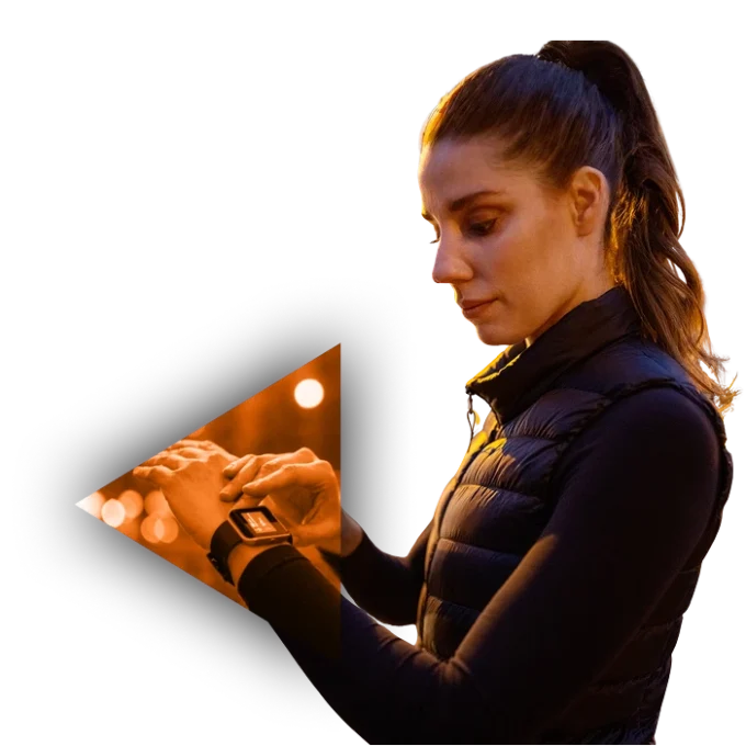 exercising woman checking her heart rate