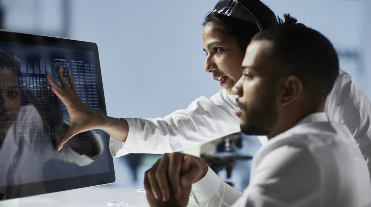 Scientists Working on Computer In Modern Laboratory
