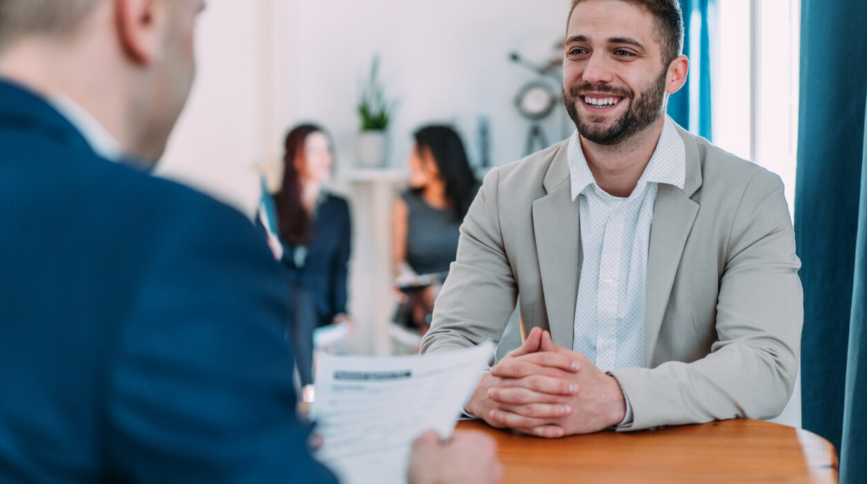 Job applicants having interview