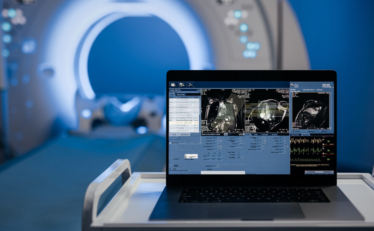 In the MRI or CT control room