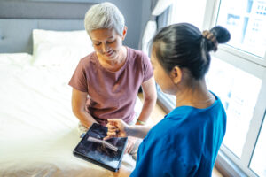 healthcare worker and patient