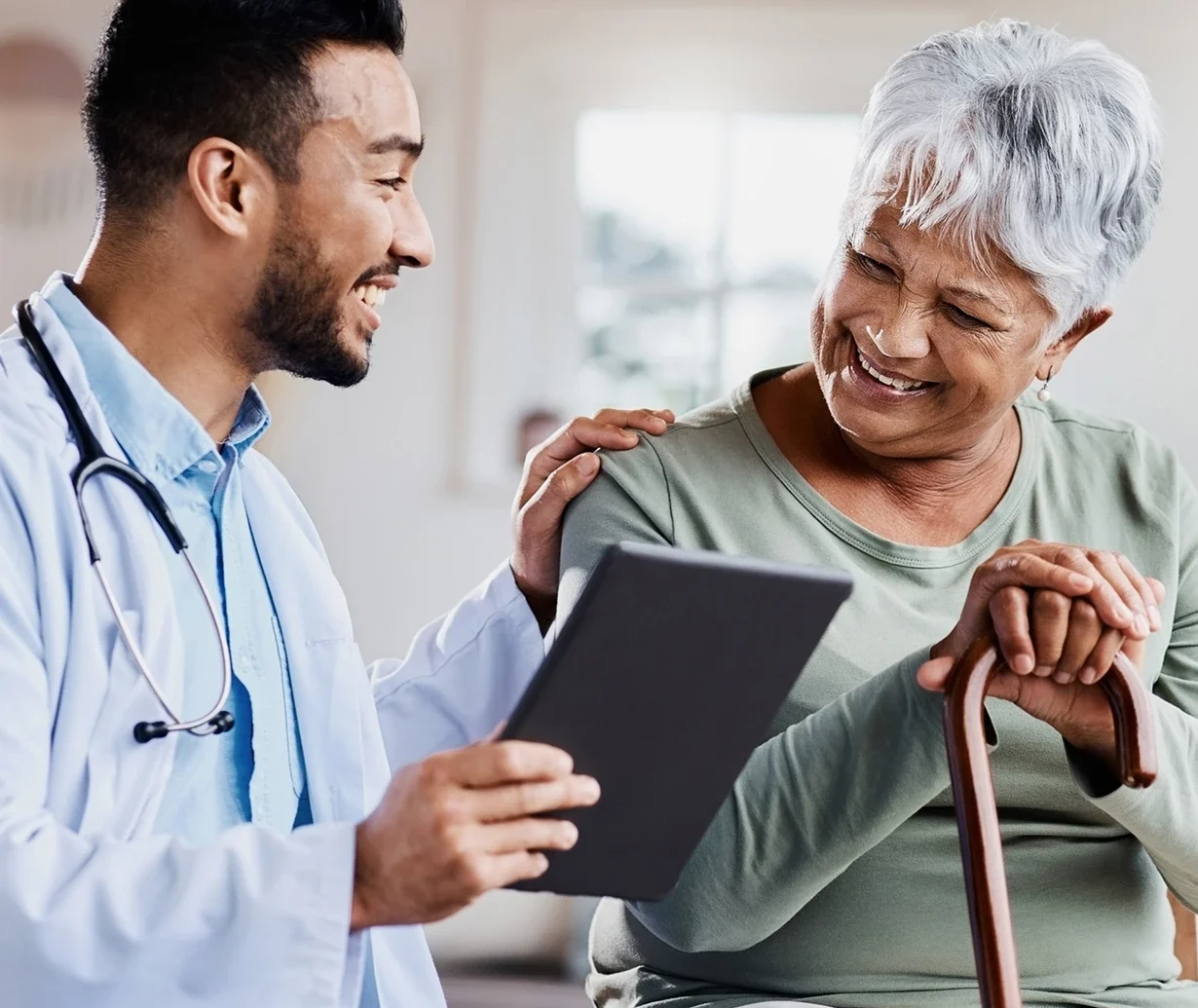 medical person talking with patient