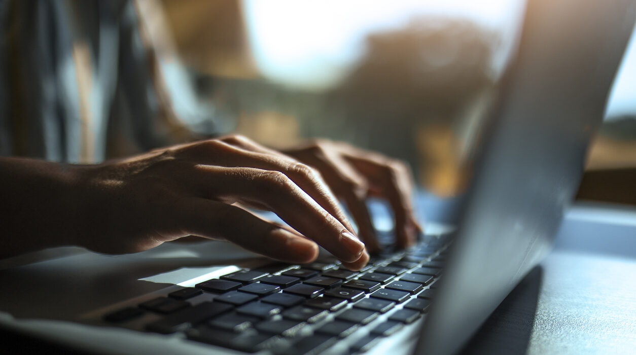 Close up of a hands on a keyboard