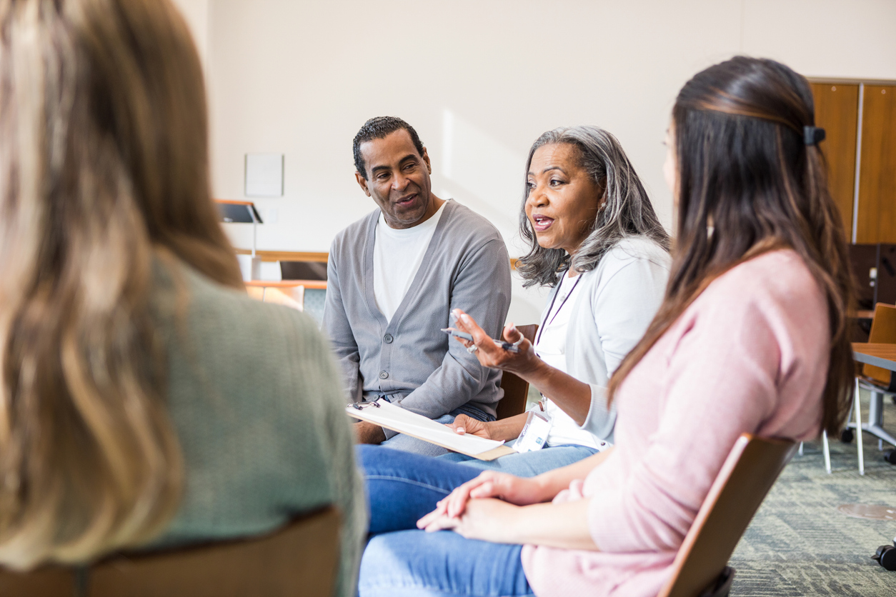 Mental health support group meeting